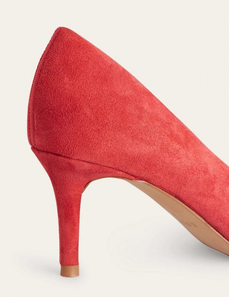 Red Women's Boden Classic Suede Heels | 74215PKYM