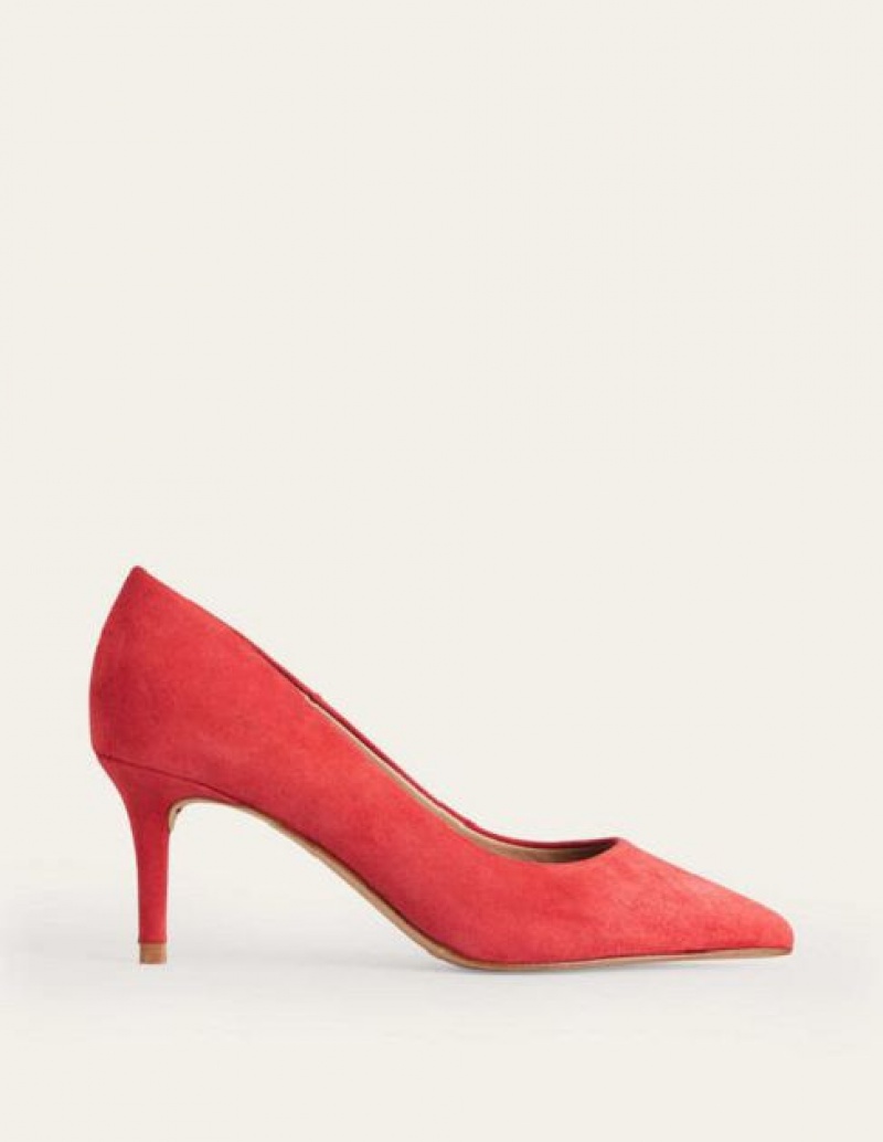 Red Women's Boden Classic Suede Heels | 74215PKYM