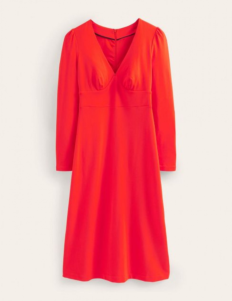 Red Women's Boden Column Jersey Midi Dress | 48136UARL