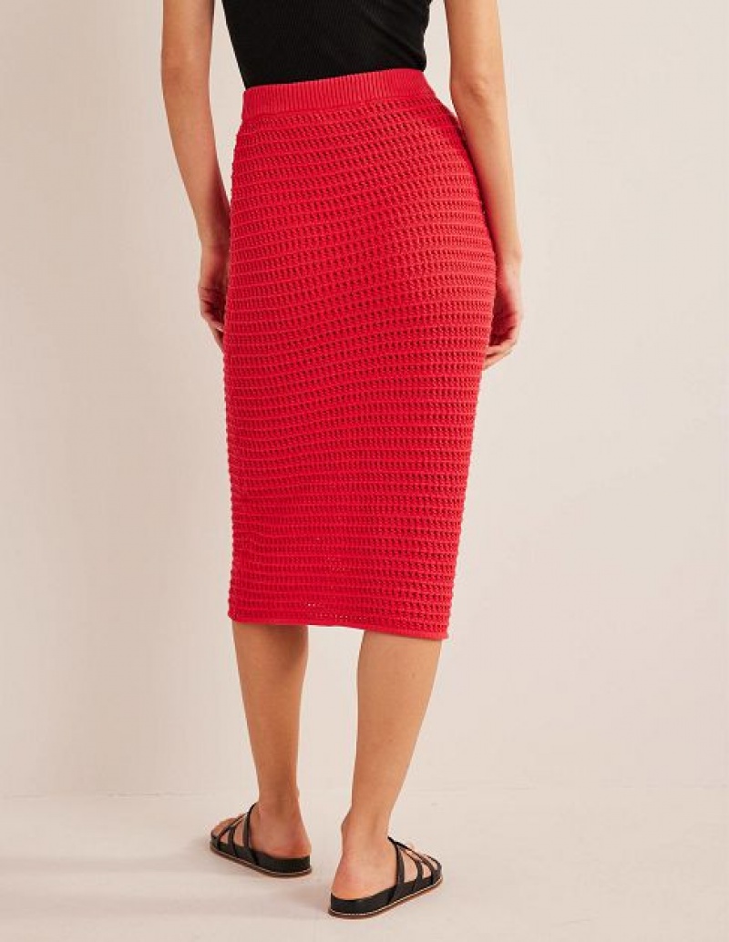 Red Women's Boden Crochet Knit Skirts | 59801EUXF