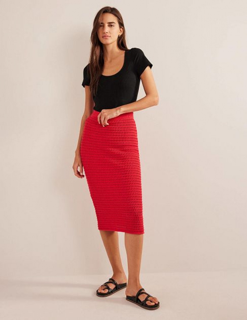 Red Women\'s Boden Crochet Knit Skirts | 59801EUXF