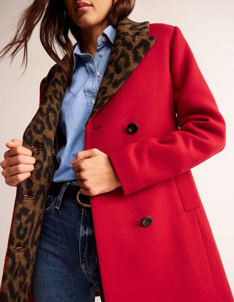 Red Women's Boden Double-breasted Wool Coats | 75243TANI