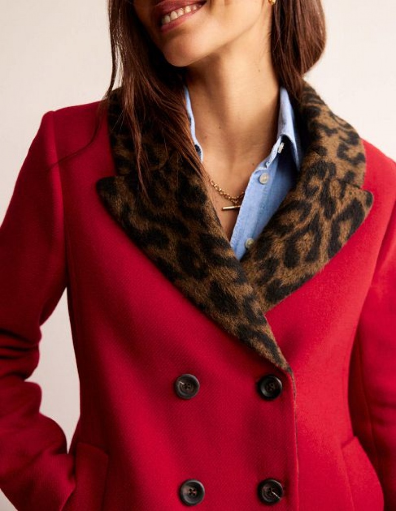 Red Women's Boden Double-breasted Wool Coats | 75243TANI