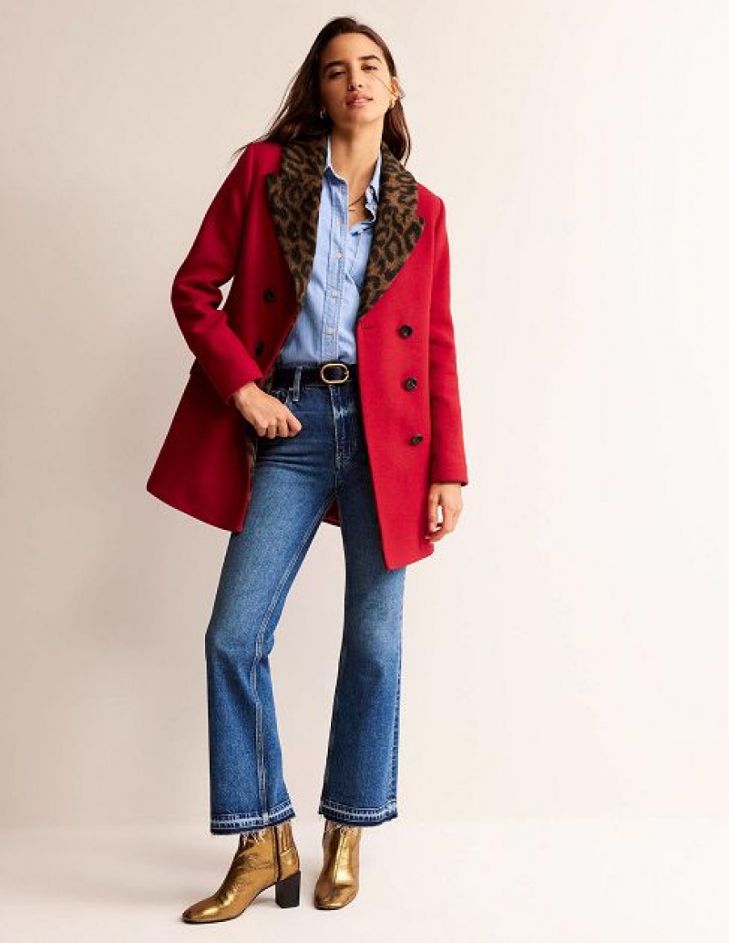 Red Women\'s Boden Double-breasted Wool Coats | 75243TANI