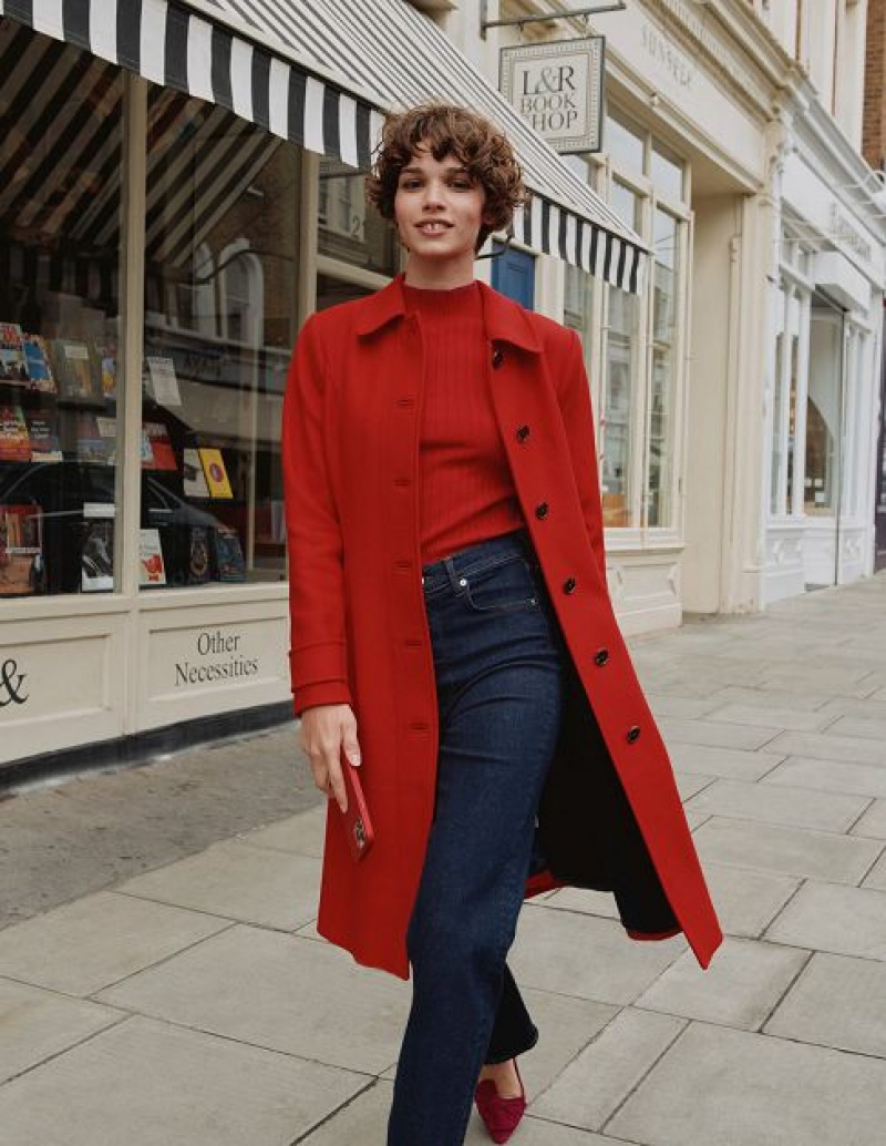 Red Women's Boden Durham Wool Collared Coats | 71530WYRQ