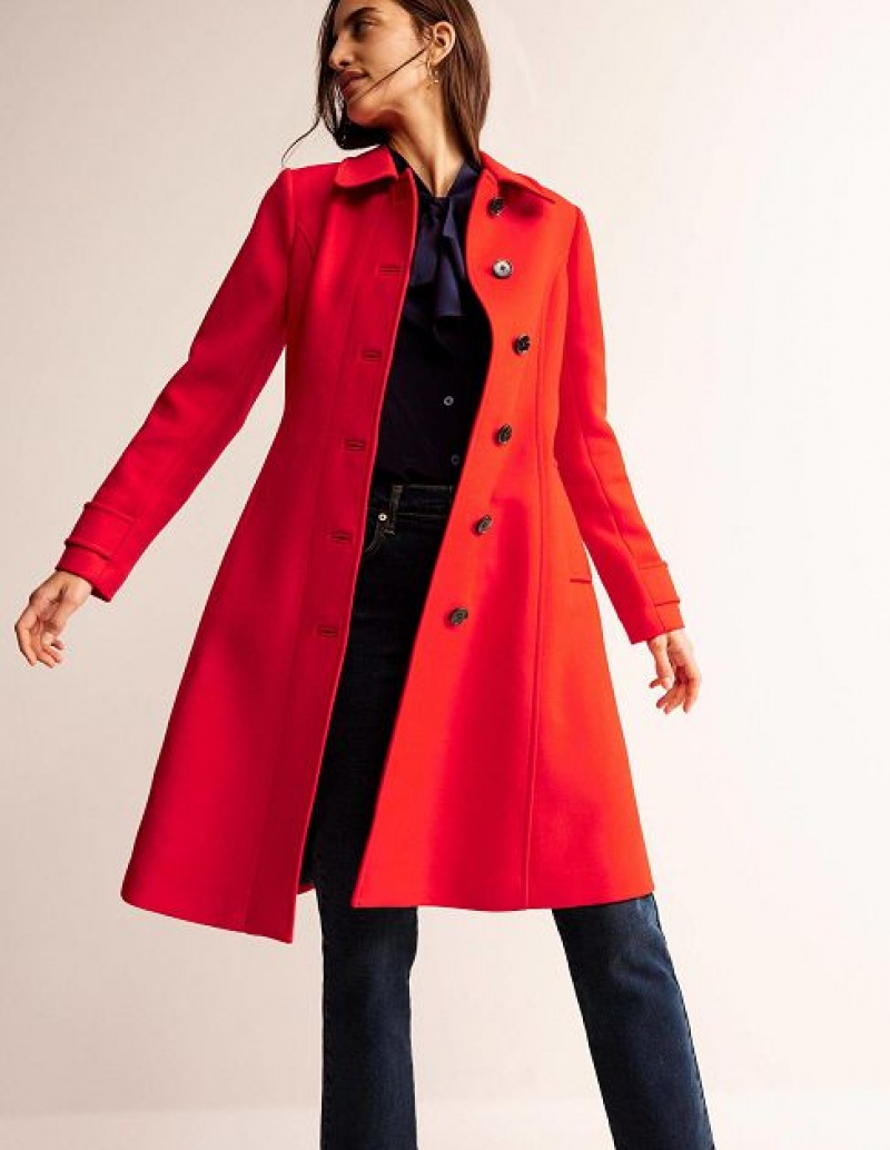 Red Women\'s Boden Durham Wool Collared Coats | 71530WYRQ