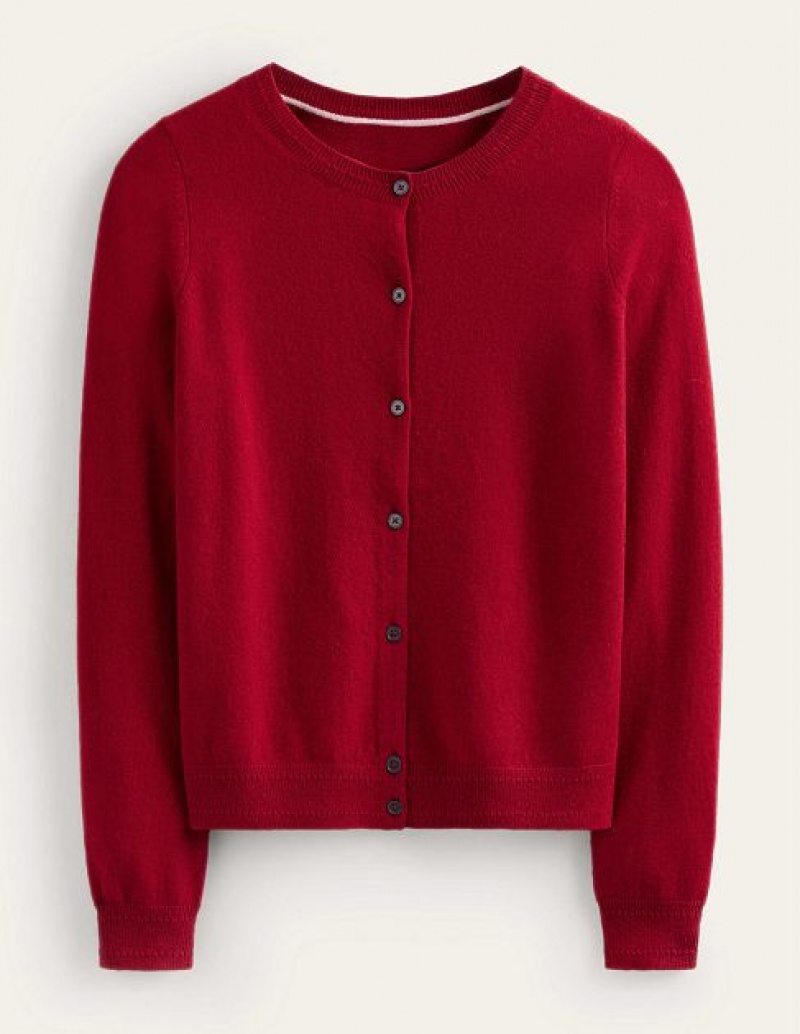 Red Women's Boden Eva Cashmere Crew Cardigan | 58260OFJS