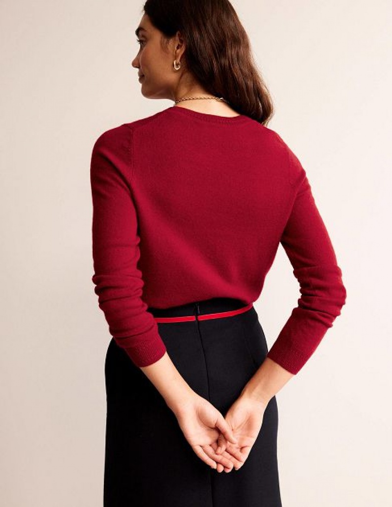 Red Women's Boden Eva Cashmere Crew Neck Sweaters | 26845XQJV