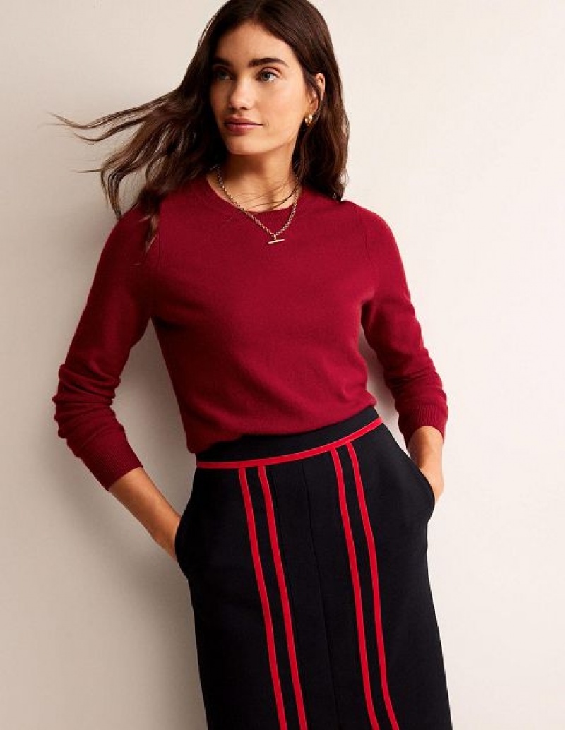 Red Women's Boden Eva Cashmere Crew Neck Sweaters | 26845XQJV