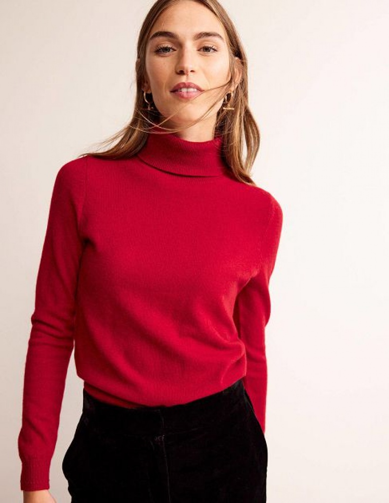 Red Women's Boden Eva Cashmere Roll-neck Sweaters | 82560TCRE