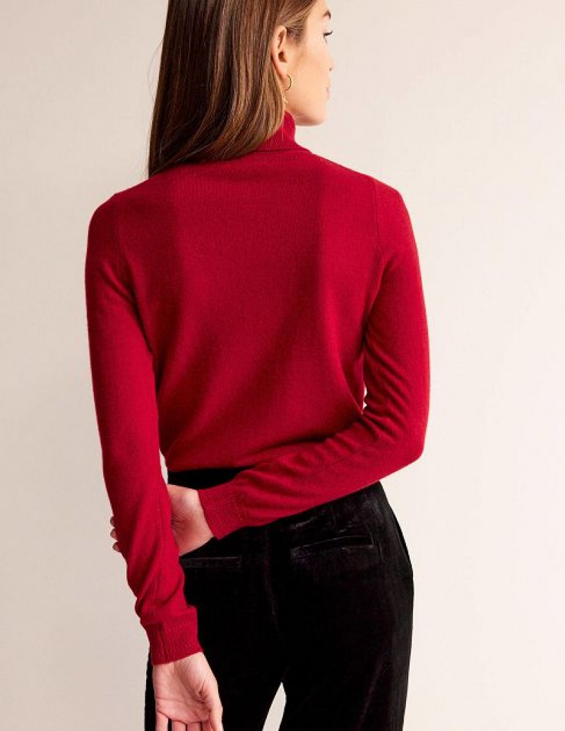 Red Women's Boden Eva Cashmere Roll-neck Sweaters | 82560TCRE