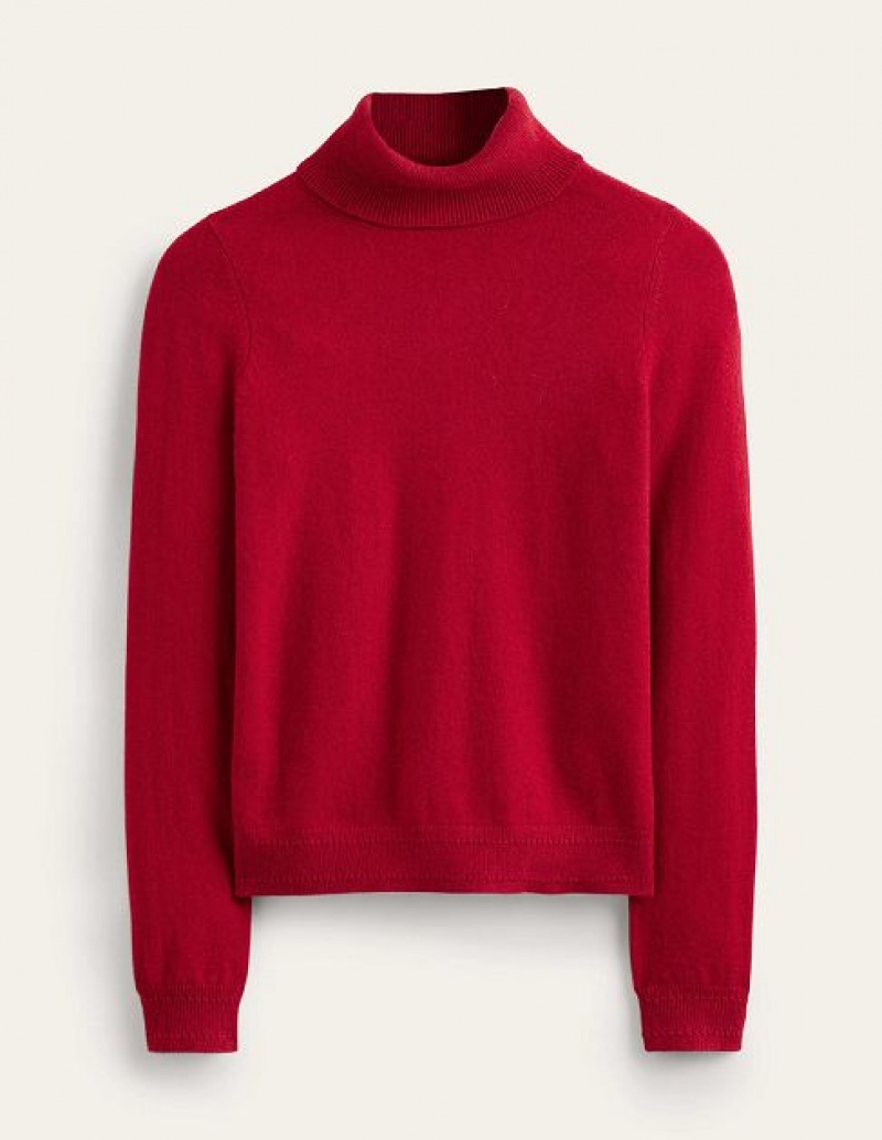 Red Women's Boden Eva Cashmere Roll-neck Sweaters | 82560TCRE