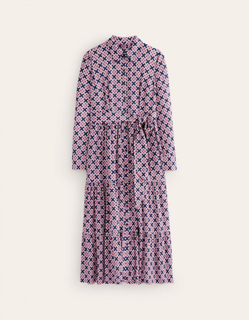 Red Women's Boden Flo Midi Shirt Dress | 32157DPUZ