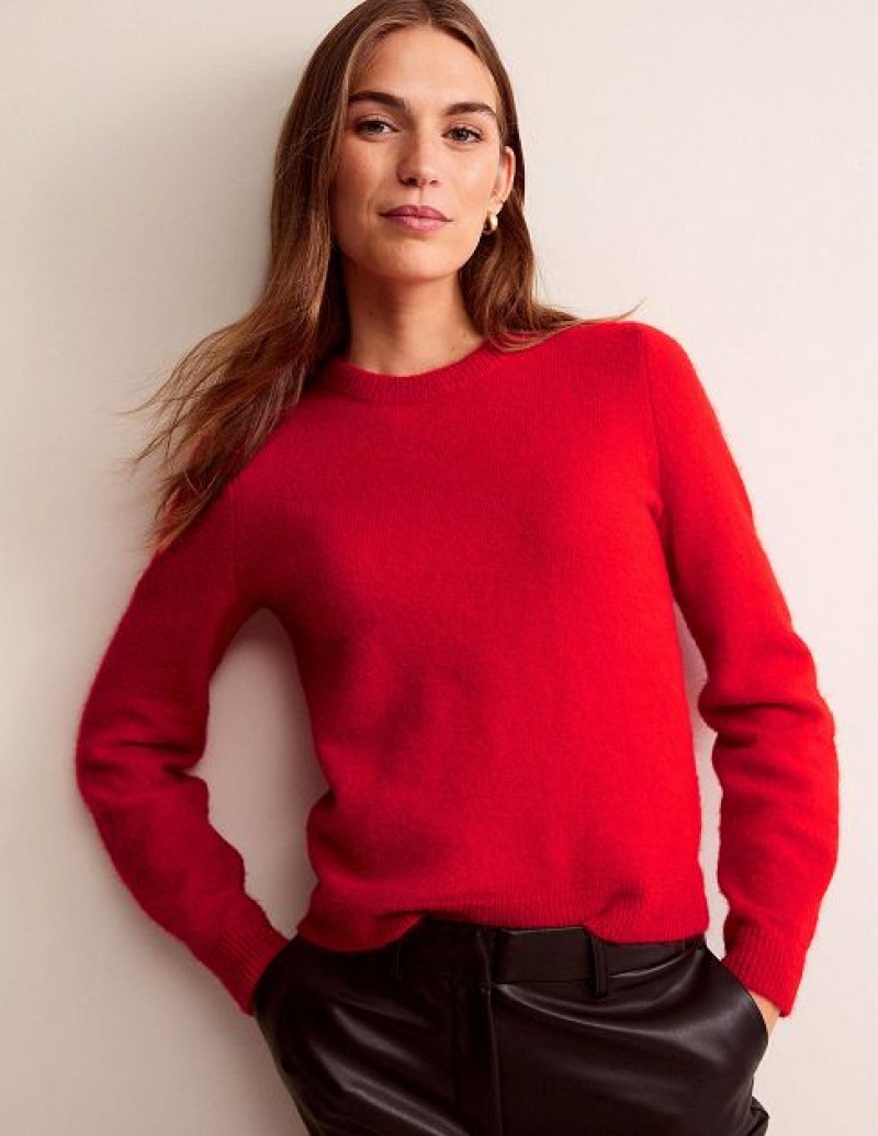 Red Women\'s Boden Fluffy Bow Back Jumpers | 41567VRCQ