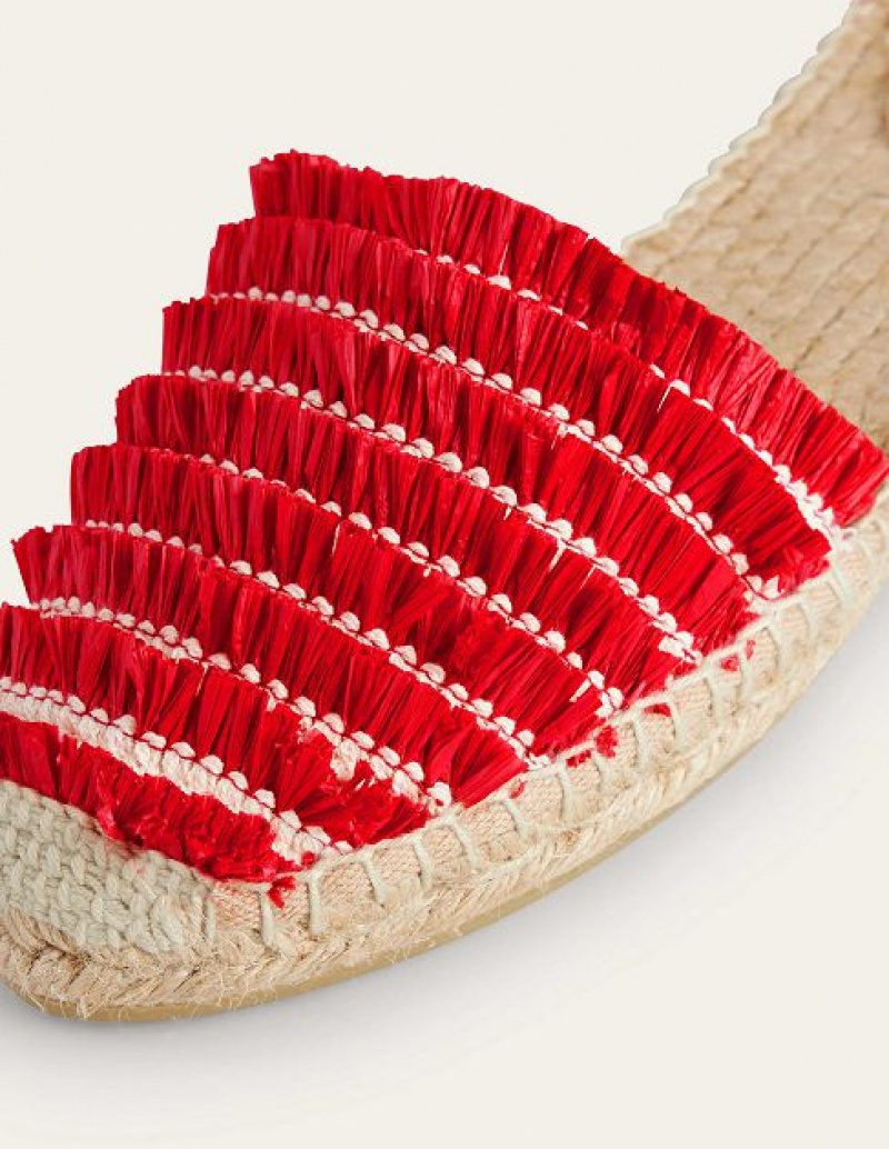 Red Women's Boden Fringe Detail Flat Sandals | 53270BGNU