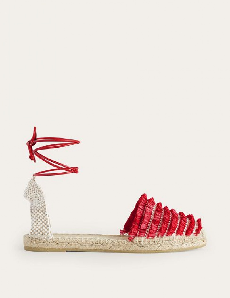 Red Women\'s Boden Fringe Detail Flat Sandals | 53270BGNU