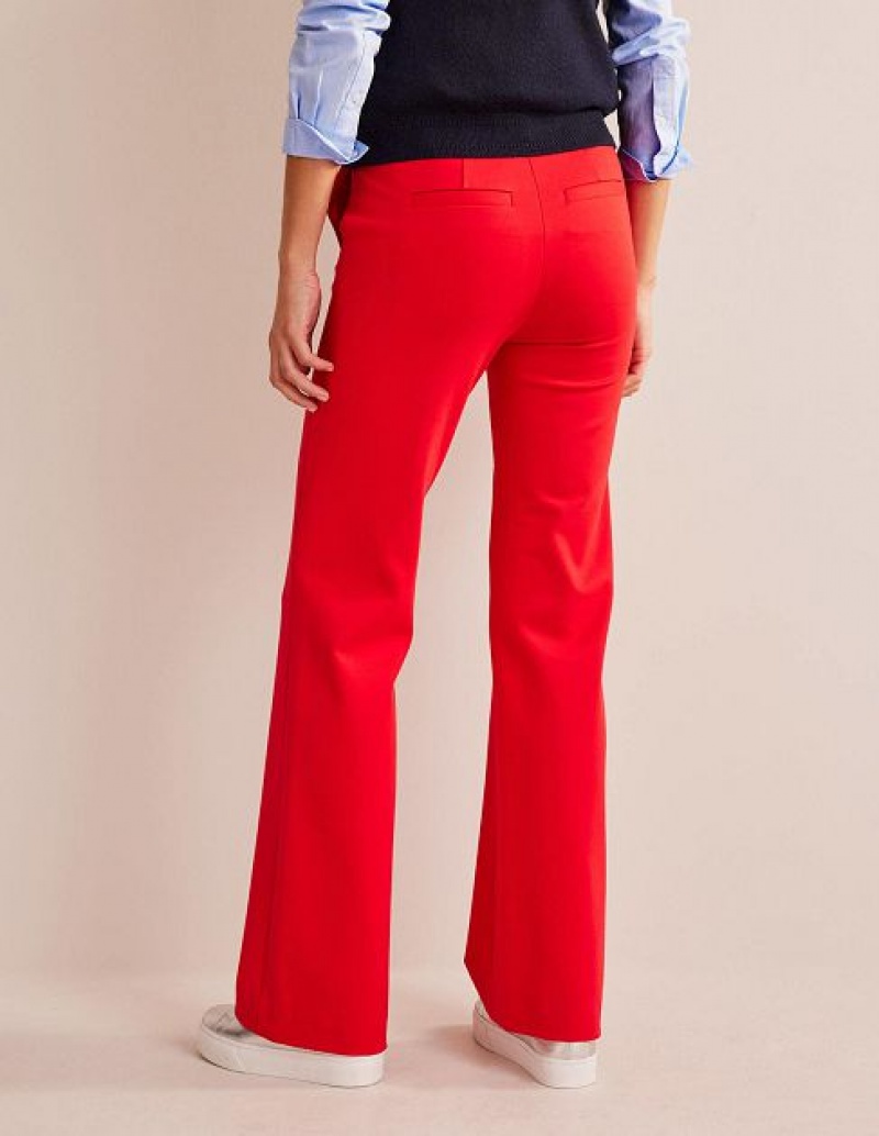 Red Women's Boden Hampshire Ponte Wideleg Pants | 49130SLPG