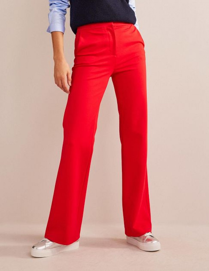 Red Women's Boden Hampshire Ponte Wideleg Pants | 49130SLPG