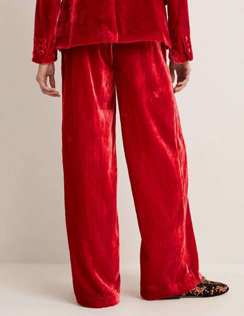 Red Women's Boden Red Velvet Wide-leg Pants | 37519NJFD