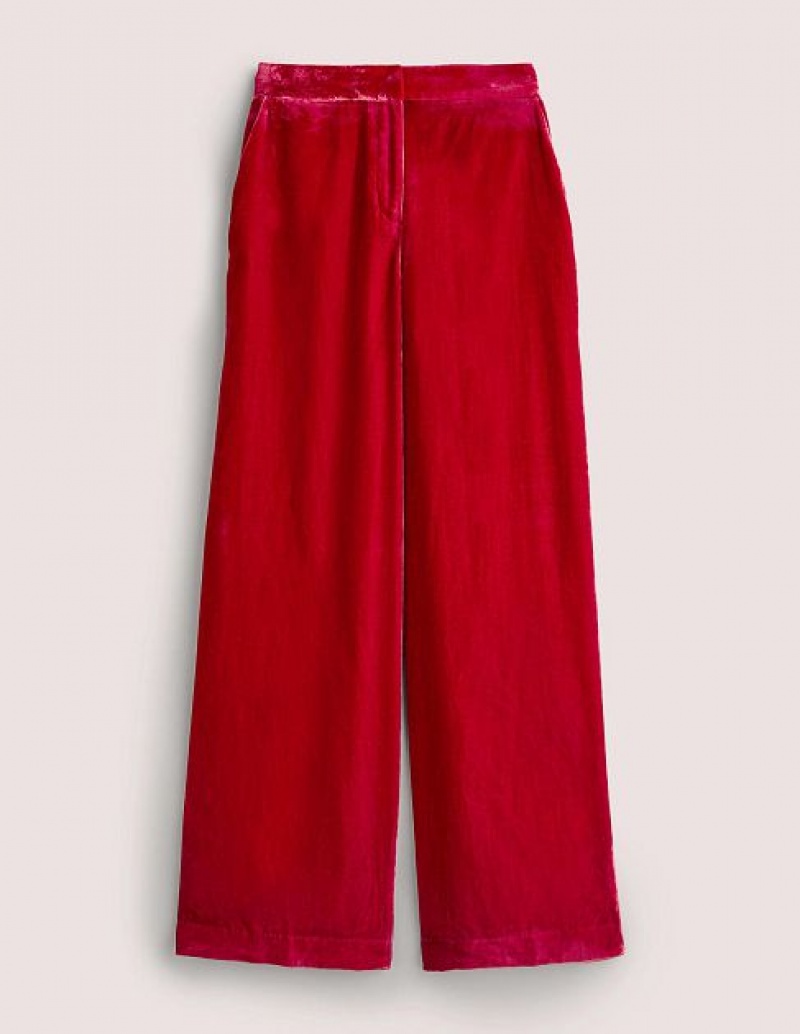 Red Women's Boden Red Velvet Wide-leg Pants | 37519NJFD