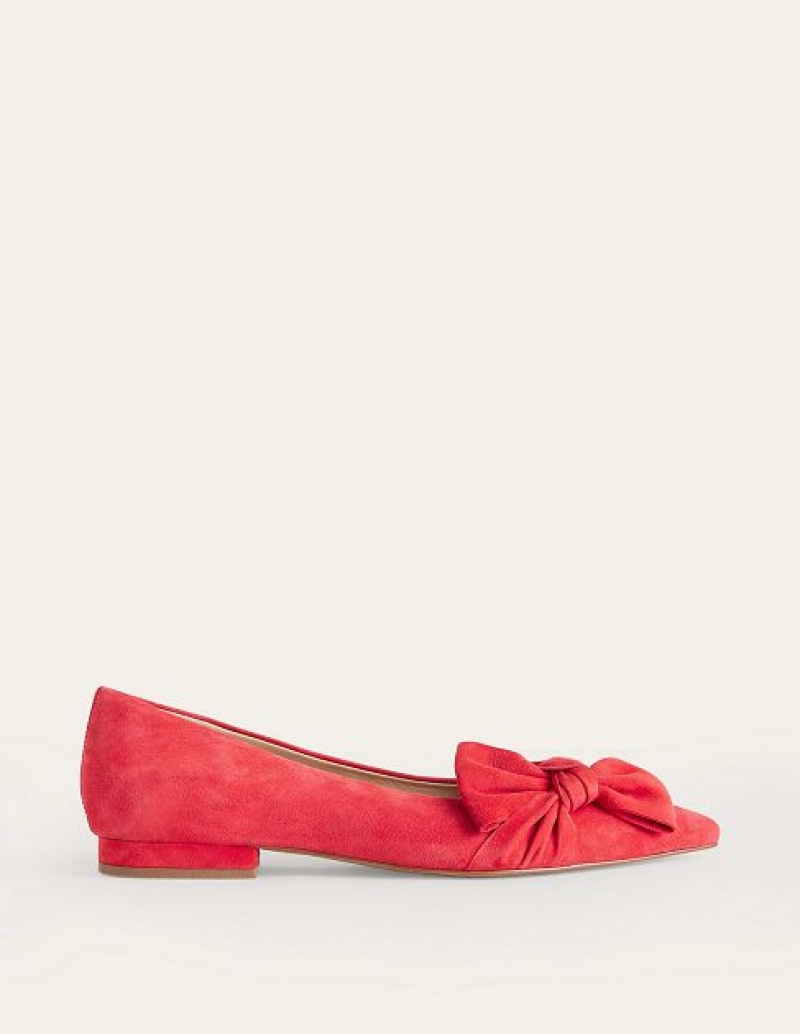 Red Women\'s Boden Suede-bow Flats | 37920GLOB