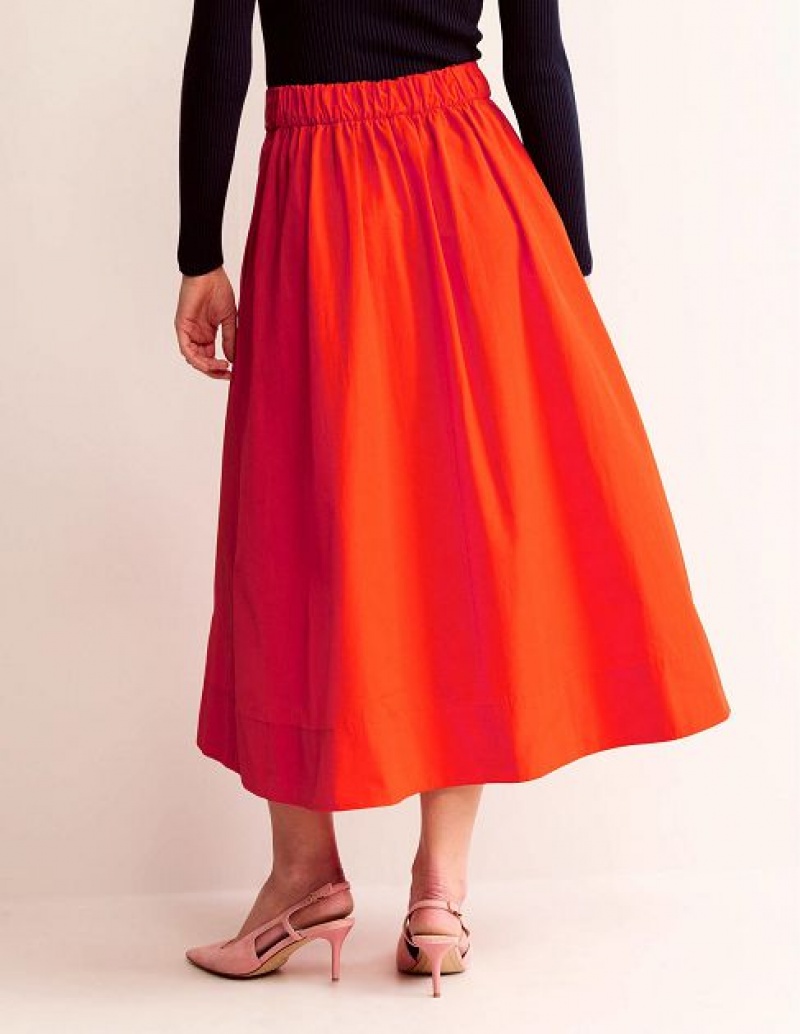 Red Women's Boden Taffeta Pull-on Skirts | 71586ZUNA