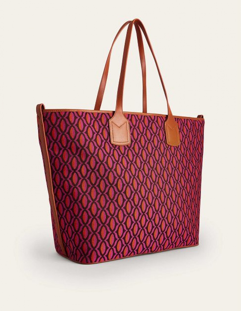 Red Women's Boden Trapeze Tote Bags | 31684ULIP