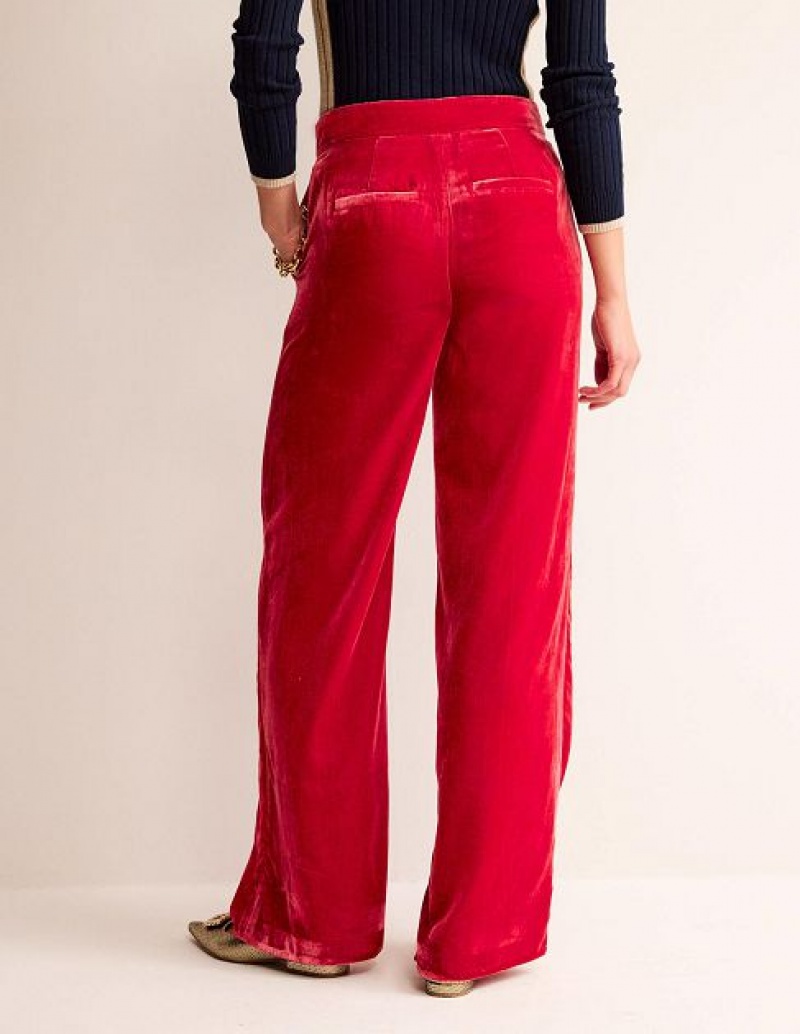 Red Women's Boden Westbourne Velvet Pants | 70495NKFH