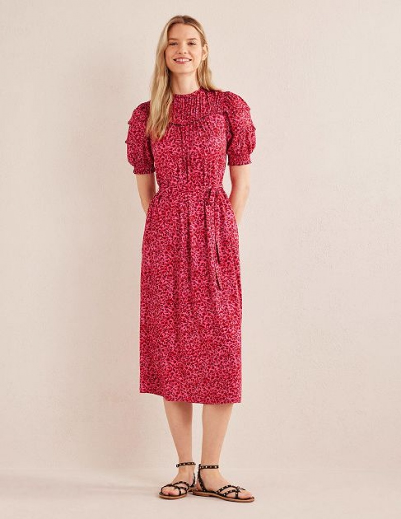 Red Women's Boden Yoke Detail Jersey Midi Dress | 79185SNUF