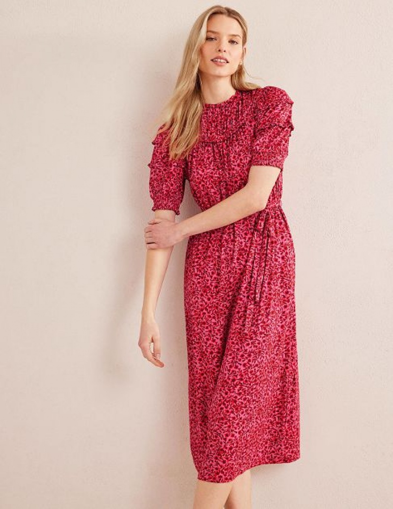 Red Women\'s Boden Yoke Detail Jersey Midi Dress | 79185SNUF