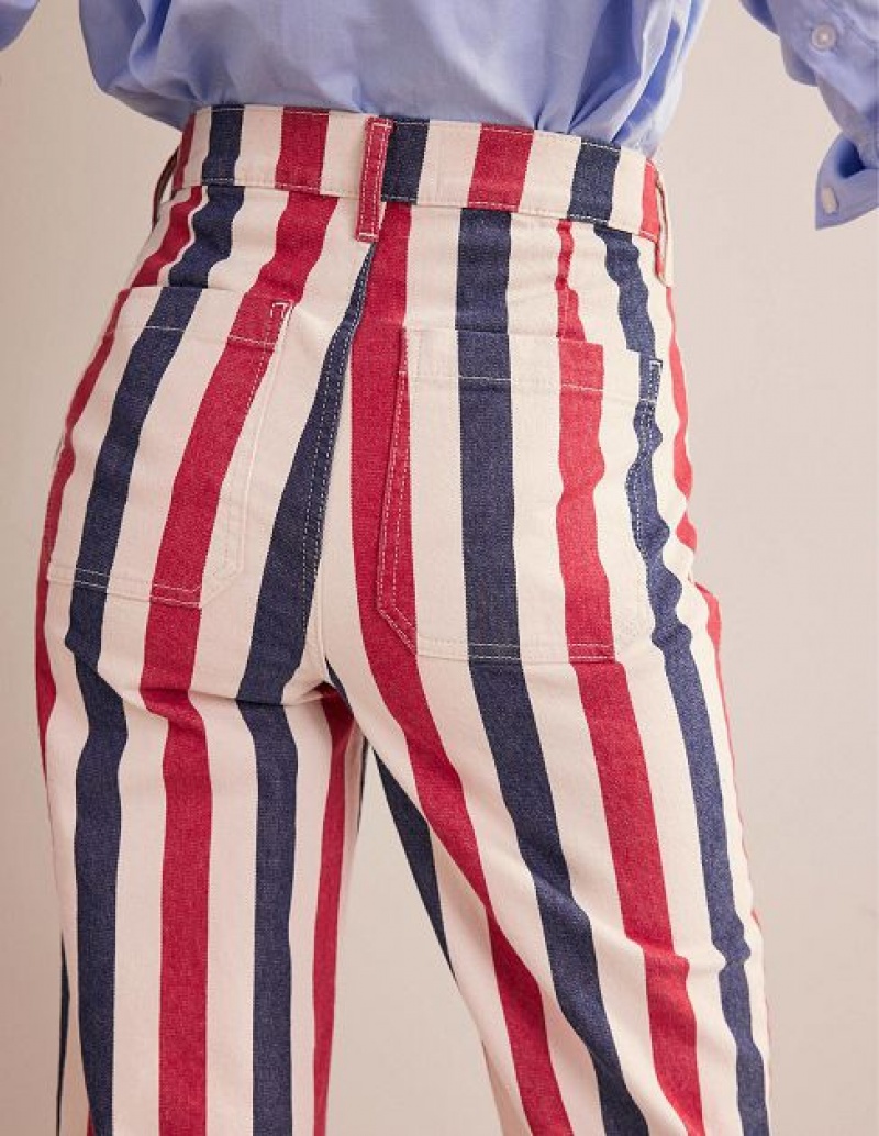 Red / Blue Stripes Women's Boden High Rise Stripe Jeans | 24957KIBF