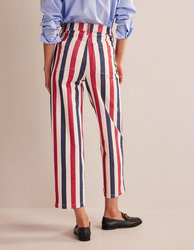 Red / Blue Stripes Women's Boden High Rise Stripe Jeans | 24957KIBF