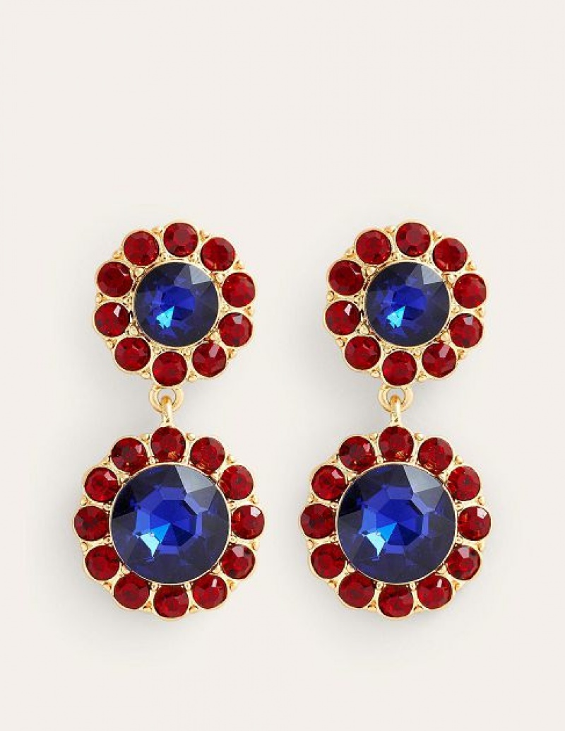 Red / Blue Women\'s Boden Embellished Flower Earrings | 86079SLFO