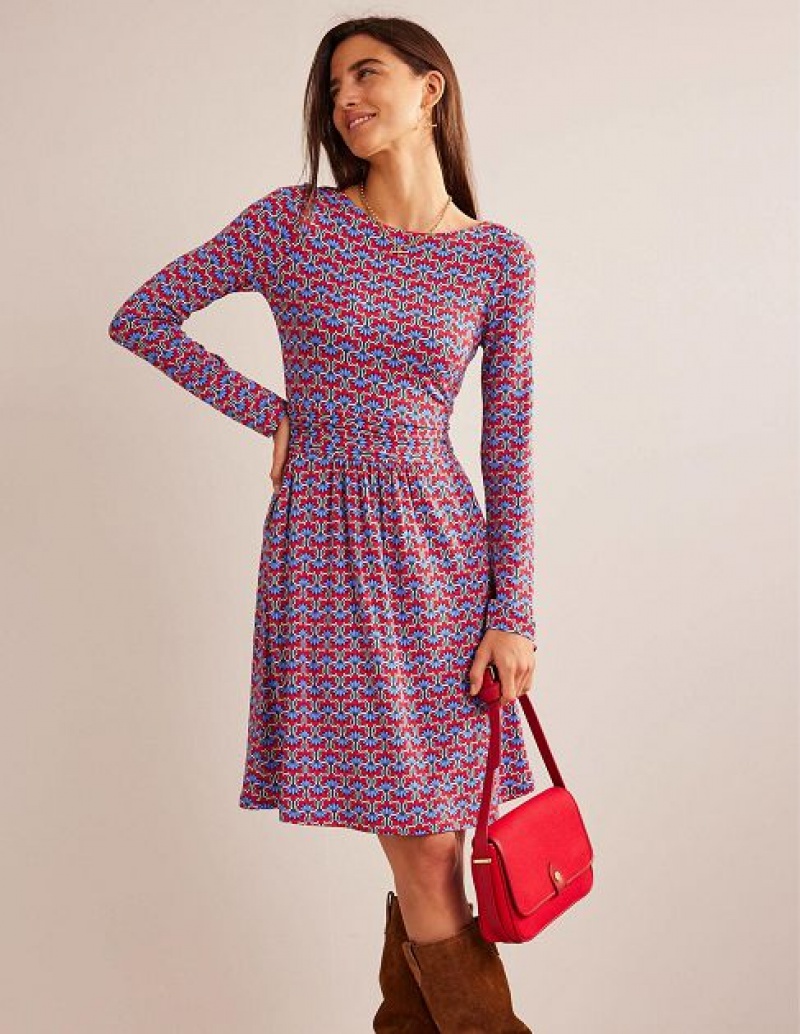 Red / Blue / Purple Women's Boden Abigail Jersey Dress | 91865LVXH