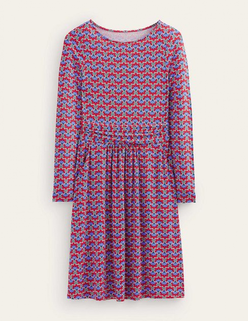 Red / Blue / Purple Women's Boden Abigail Jersey Dress | 91865LVXH