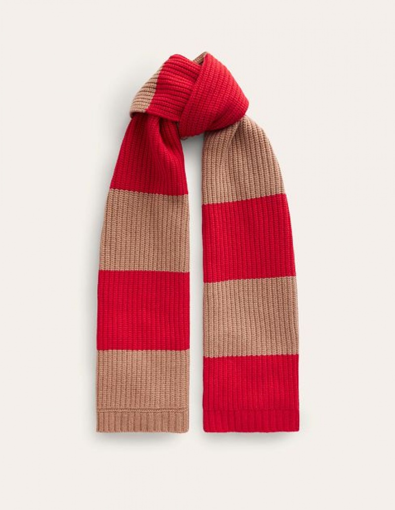 Red / Brown Women\'s Boden Colour Block Scarf | 13859PXSU