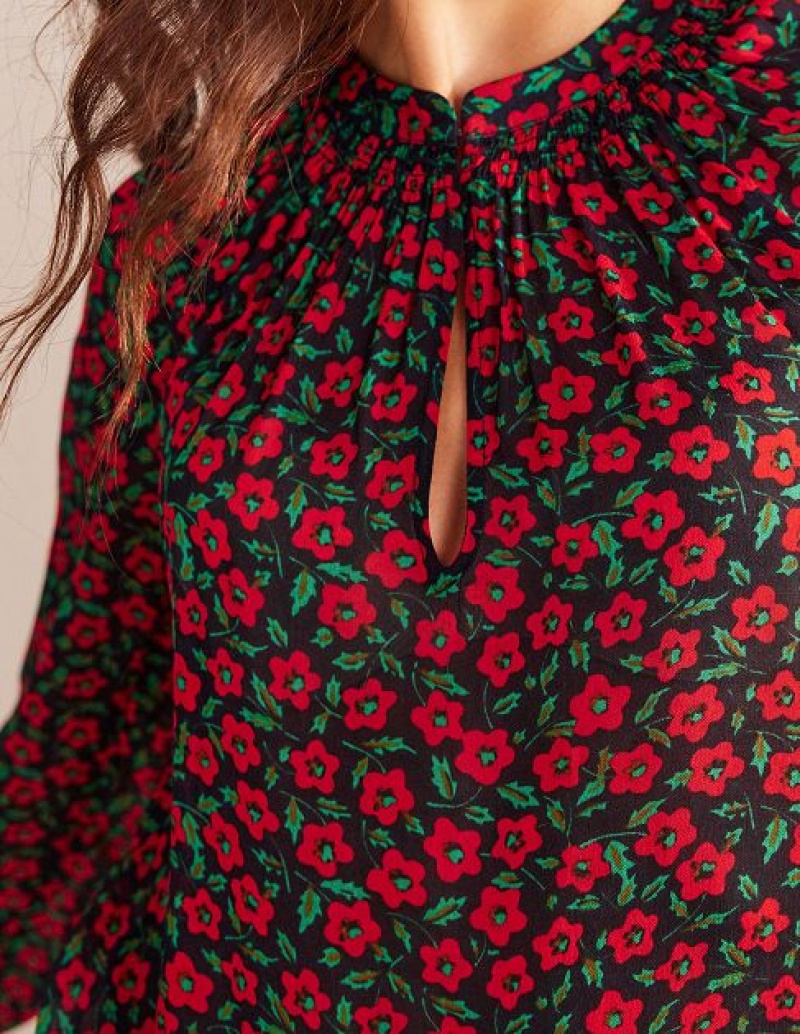 Red / Green Women's Boden Grace Tops | 18693PRHM