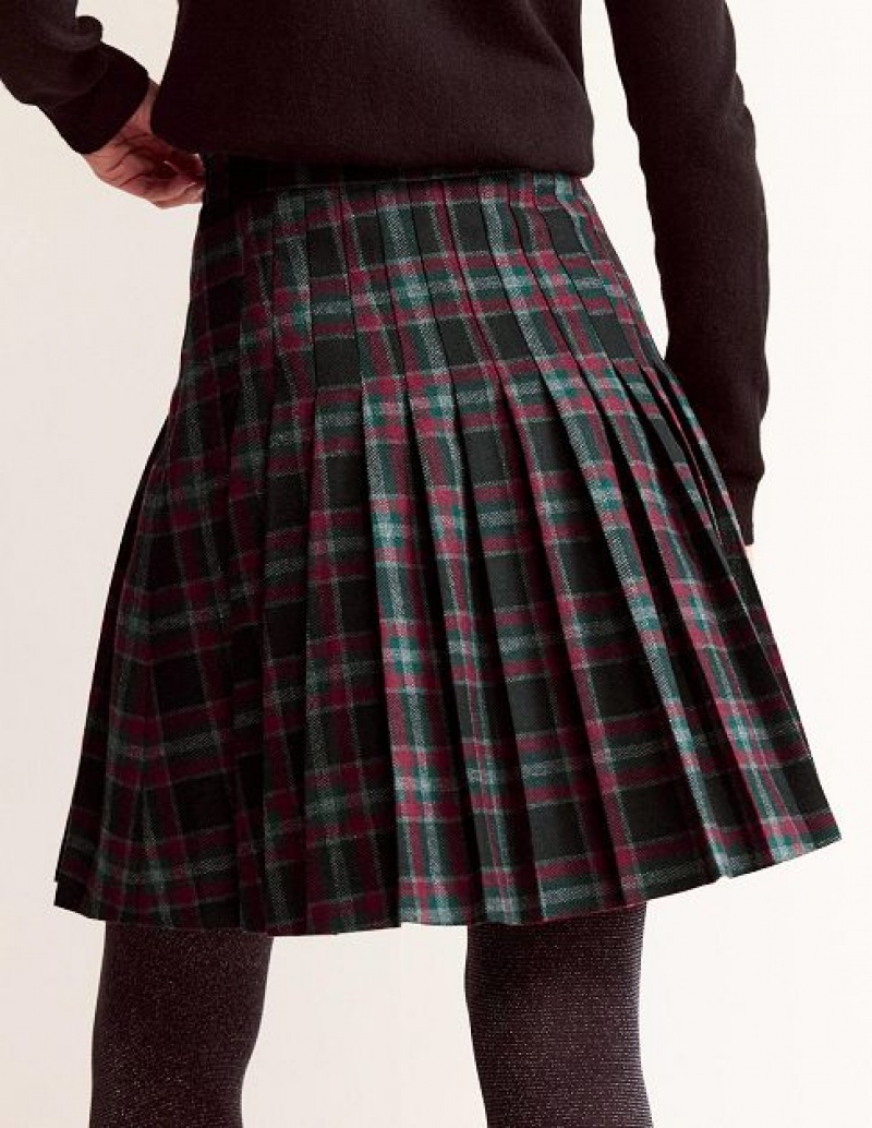 Red / Navy Women's Boden Kilt Skirts | 94370JBFP