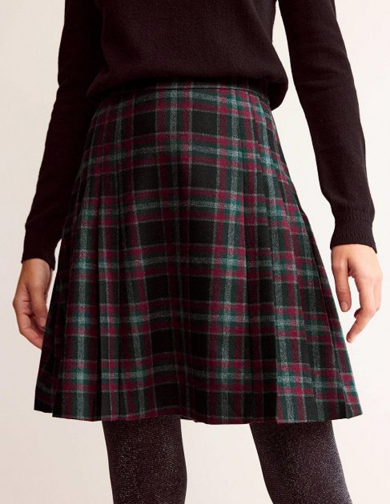 Red / Navy Women's Boden Kilt Skirts | 94370JBFP