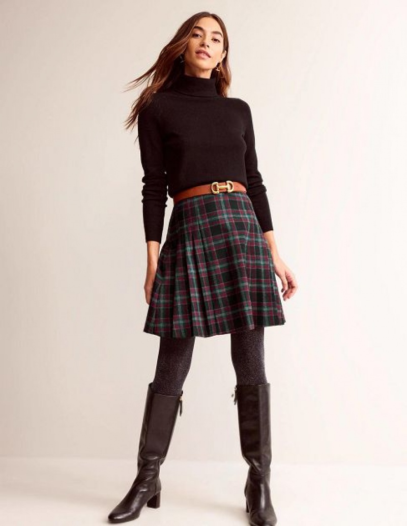 Red / Navy Women\'s Boden Kilt Skirts | 94370JBFP