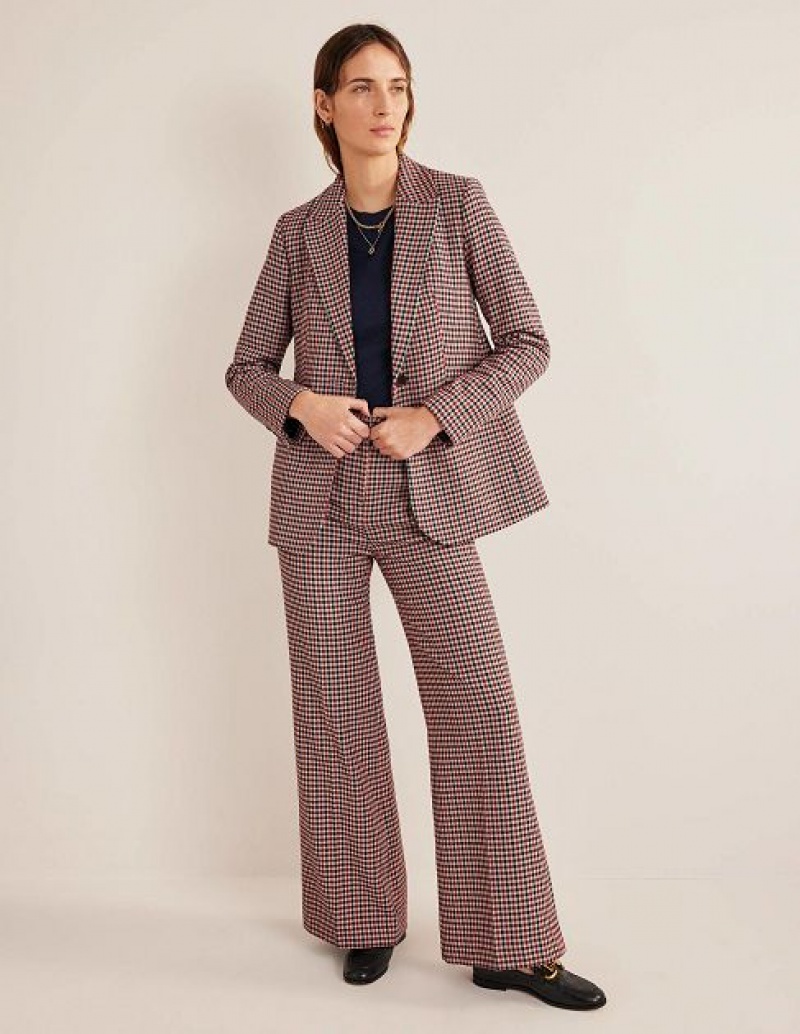 Red / Navy / Brown Women's Boden Bloomsbury Interest Blazers | 31602KPYL