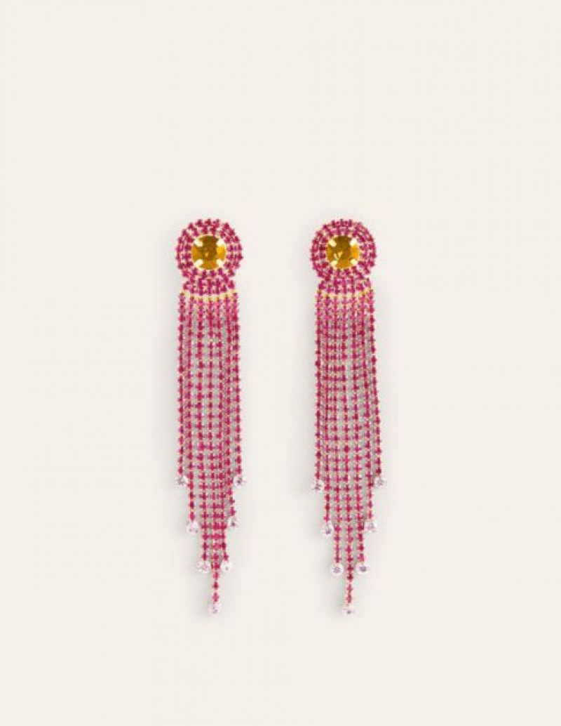 Red / Pink Women's Boden Jewelled Fringe Earrings | 59406IYQN