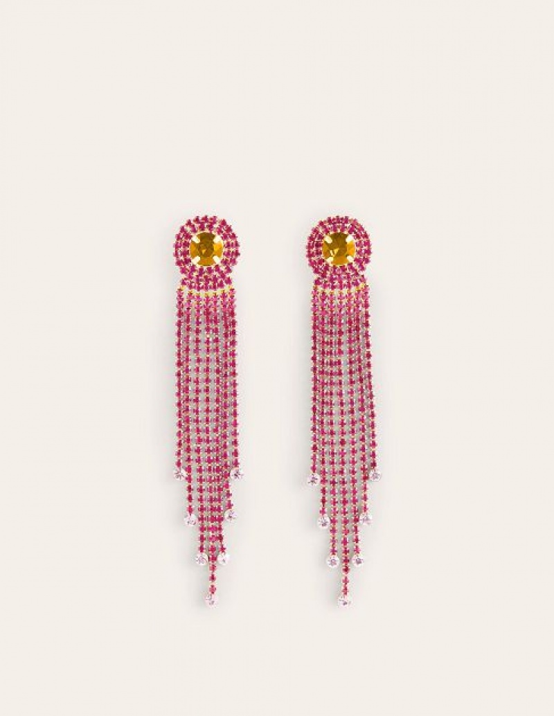 Red / Pink Women\'s Boden Jewelled Fringe Earrings | 59406IYQN