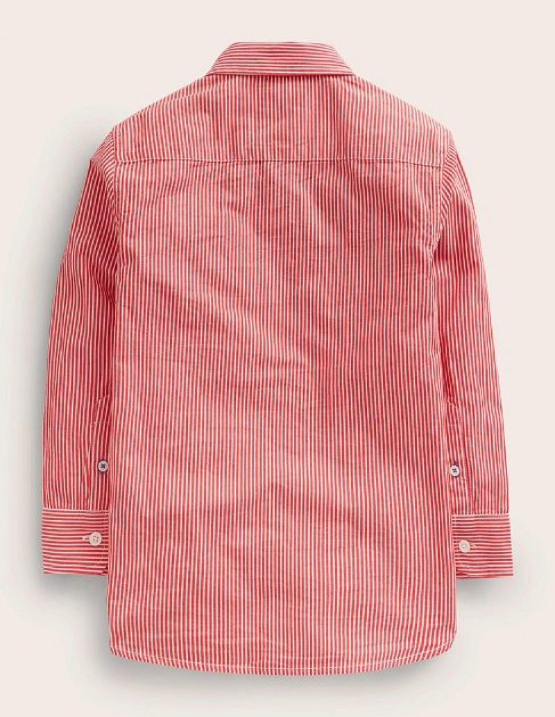 Red / White Kids' Boden Laundered Shirts | 53401RTHL