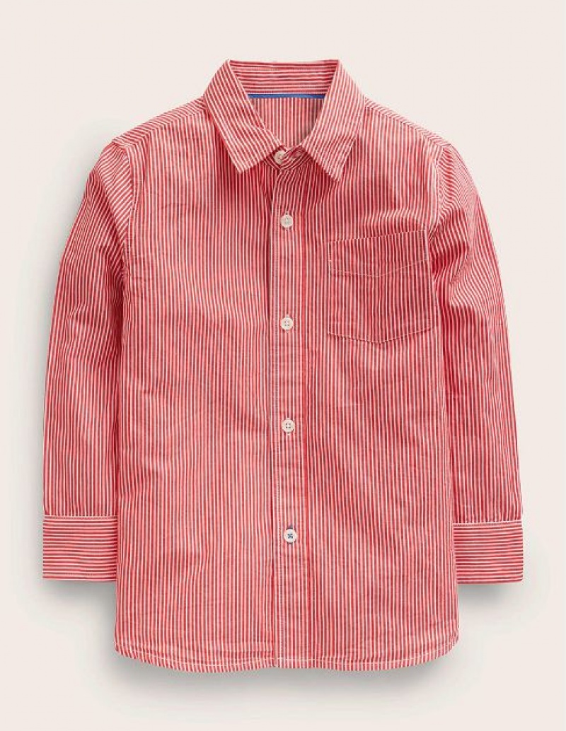 Red / White Kids\' Boden Laundered Shirts | 53401RTHL