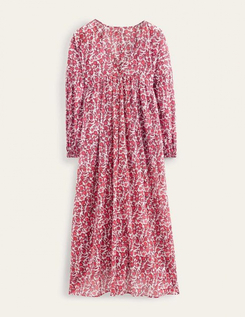 Red / White Women's Boden Sarah Kaftan Maxi Dress | 41508PXWH