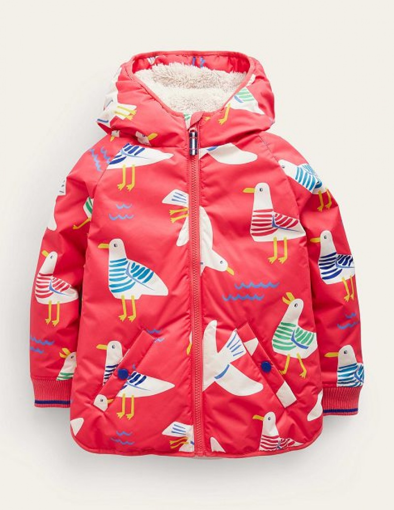 Red / White / Blue Kids' Boden Sherpa Lined Anorak Jackets | 75218QFUA