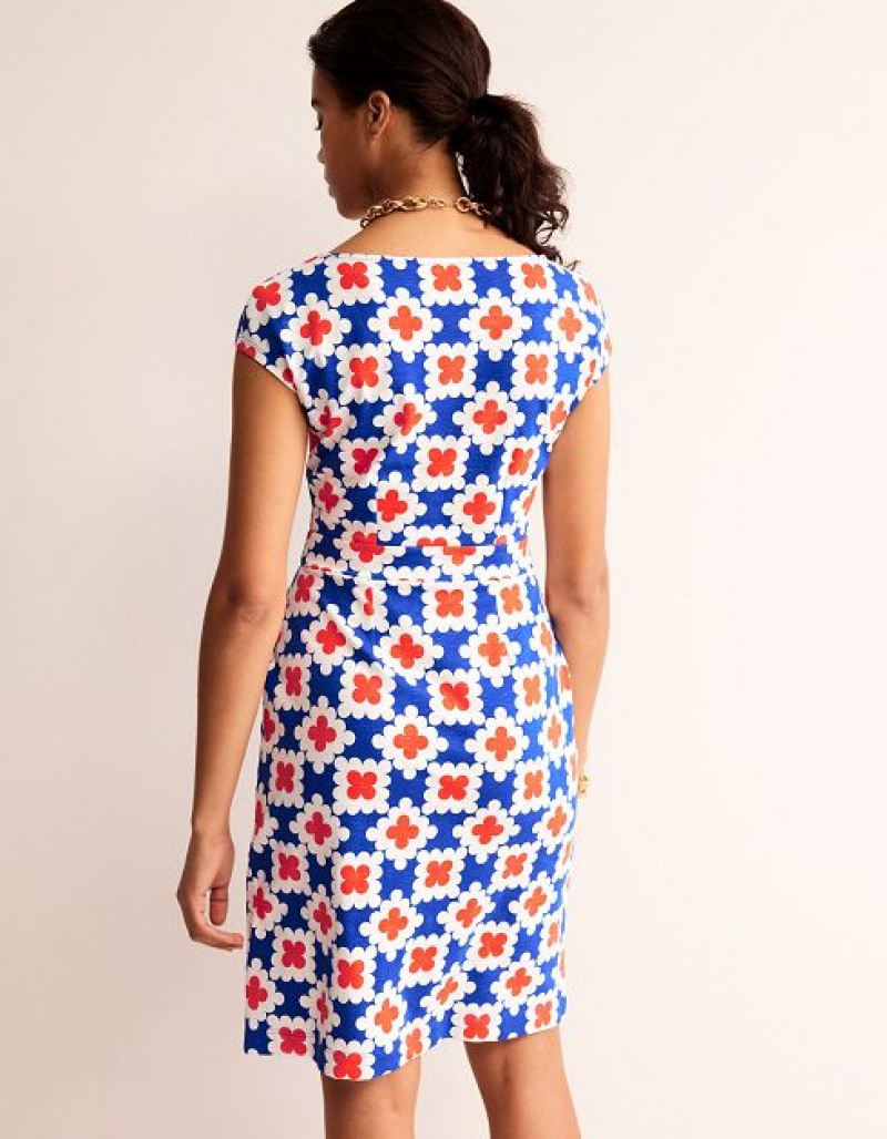 Red / blue / white Women's Boden Florrie Jersey Dress | 95401OCJY