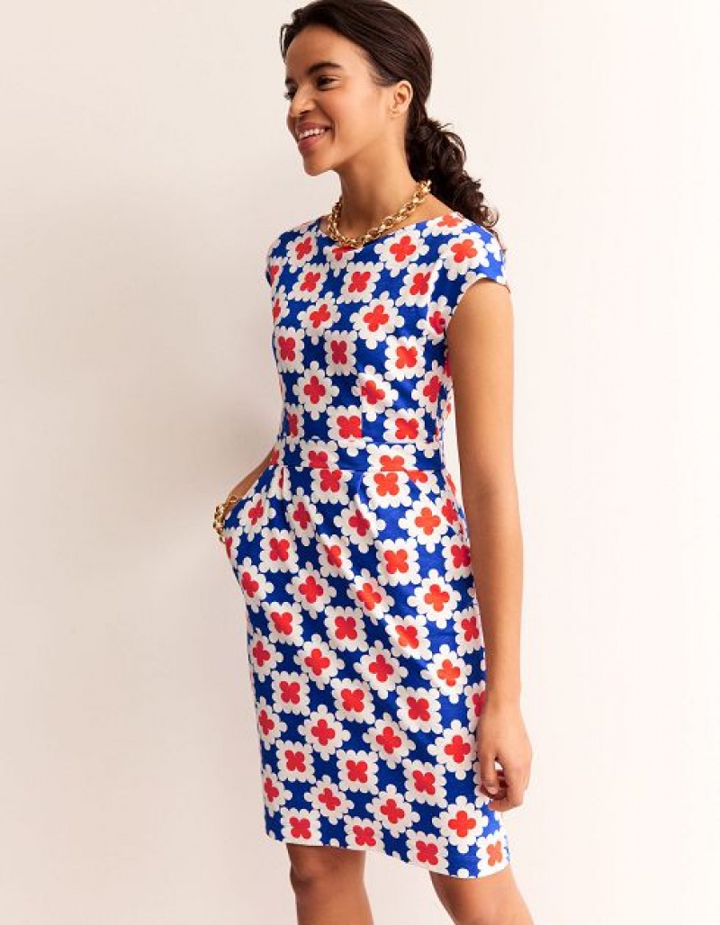 Red / blue / white Women's Boden Florrie Jersey Dress | 95401OCJY