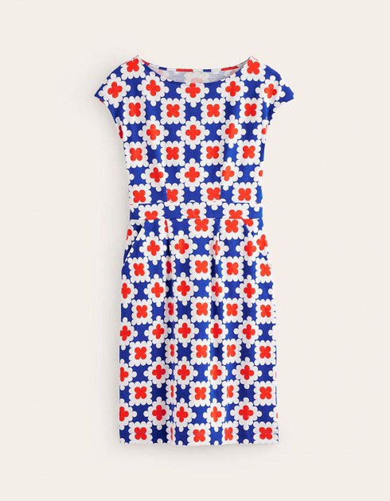 Red / blue / white Women's Boden Florrie Jersey Dress | 95401OCJY